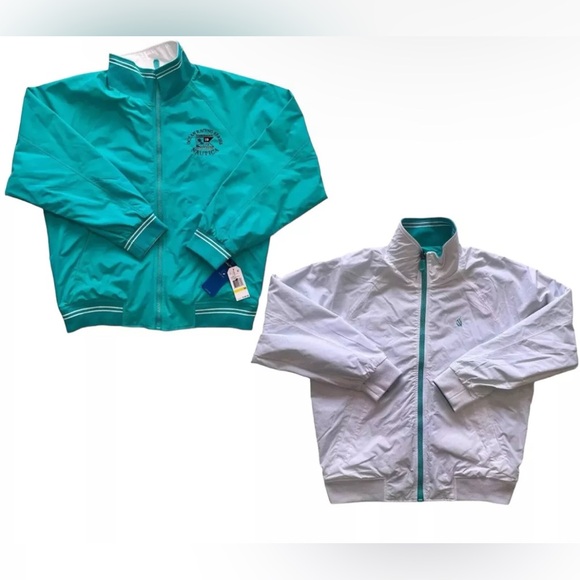 Nautica Reversible Jacket Ocean Racing Series Men’s Medium White Green Teal $188 - Picture 1 of 15